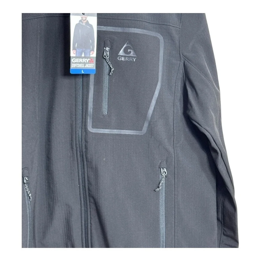 Gerry Mens Black Softshell Hooded Jacket‎ Size L G Outdoor Activewear